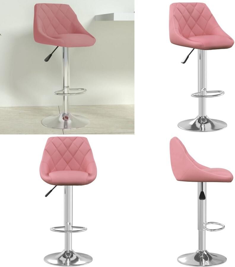 VidaXL Barkruk fluweel roze Barkruk Barkrukken Barkrukje Barkrukjes