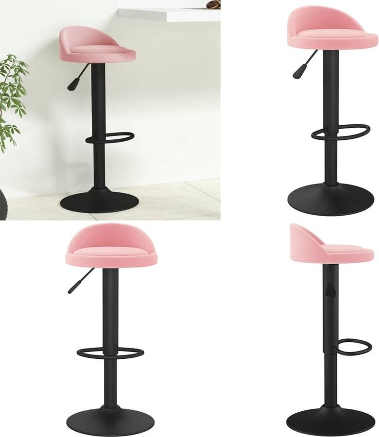 VidaXL Barkruk fluweel roze Barkruk Barkrukken Barkrukje Barkrukjes