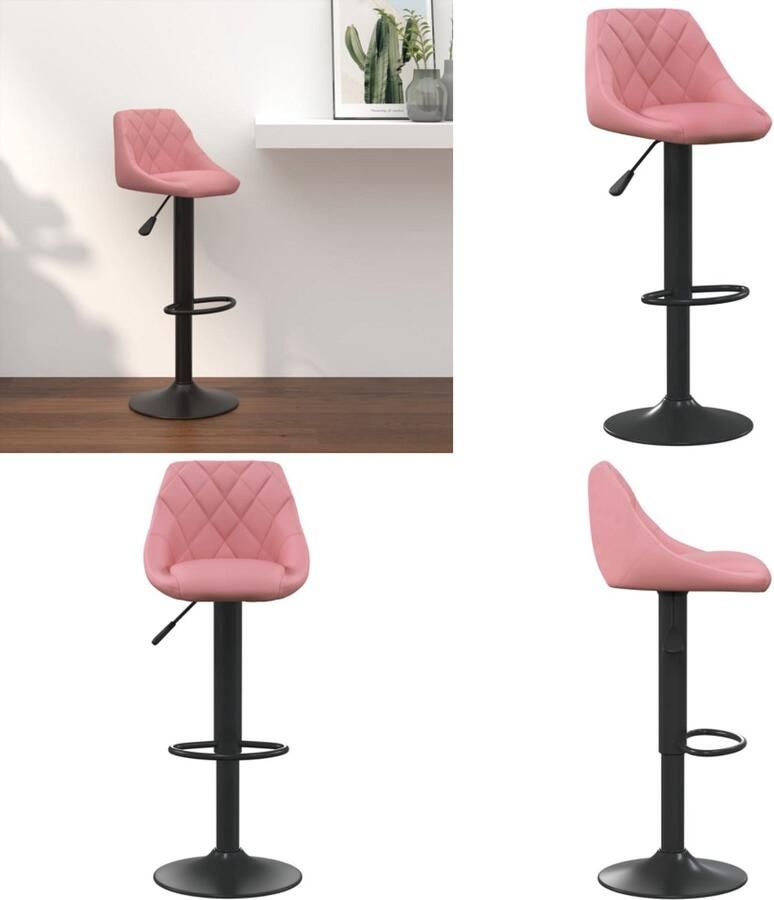 VidaXL Barkruk fluweel roze Barkruk Barkrukken Barkrukje Barkrukjes