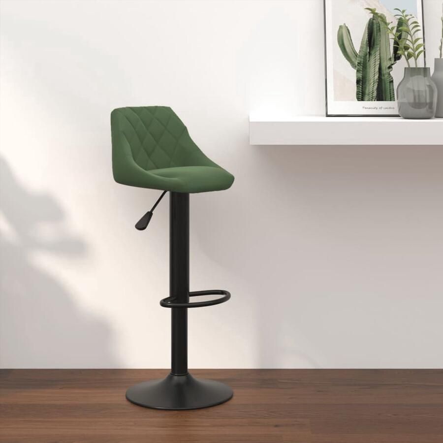 VidaXL Barkruk Fluweel Verstelbaar Donkergroen Barstoel Velvet Stoel Donkere Groene Stoel Hogestoelen Eetkamerstoelen Design Stoel Draaibare Stoel Instelbare Stoel Lounge Stoel - Foto 2