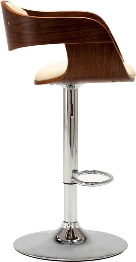 VidaXL Barkruk gebogen hout en kunstleer crèmekleurig Barstoel Kruk Eetkamerstoel Keukenstoel Lounge Stoel Vintage Stoel Industriële Stoel Modern Meubilair Creme Kleur Bruine Accent