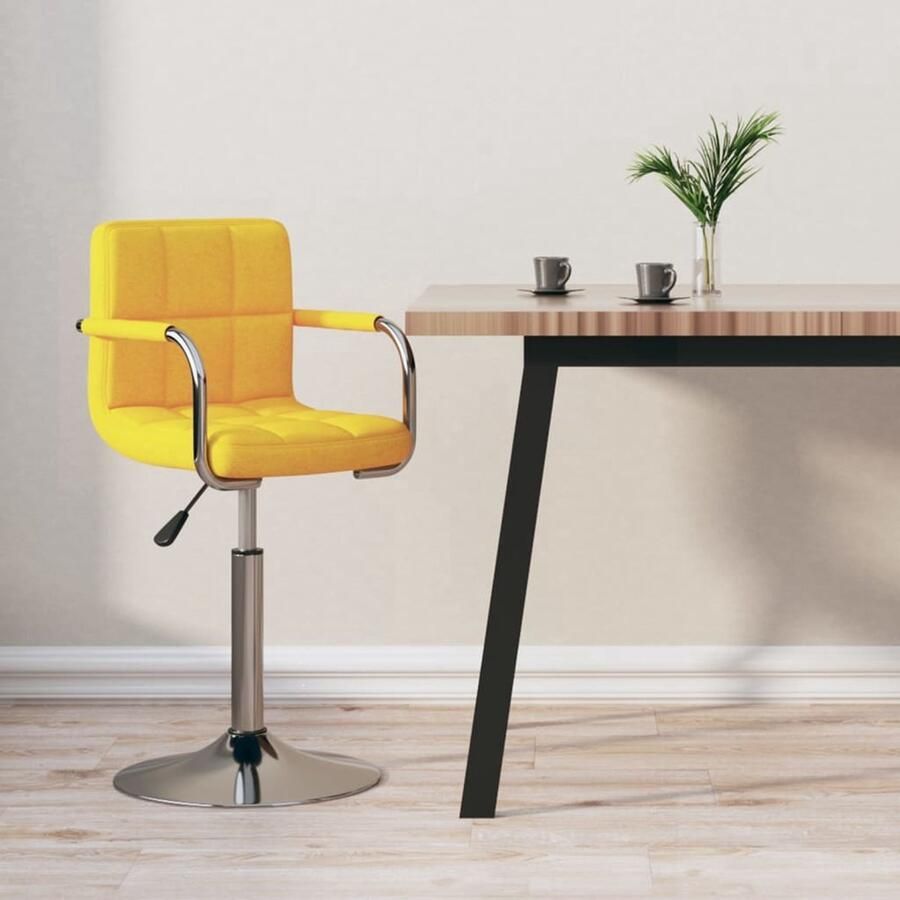 VidaXL Barkruk Geel Verstelbaar Met Armleuningen Barstoel Barhouten Stoel Kruk Eetkamerstoelen Keukenstoel Hoge Stoel Draaibare Stoel Gele Stoel Industrieel Design Lounge Stoel Comfortabele Stoel - Foto 2