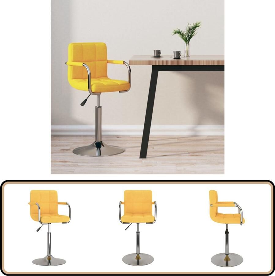 VidaXL Barkruk Geel Verstelbaar Met Armleuningen Barstoel Barhouten Stoel Kruk Eetkamerstoelen Keukenstoel Hoge Stoel Draaibare Stoel Gele Stoel Industrieel Design Lounge Stoel Comfortabele Stoel