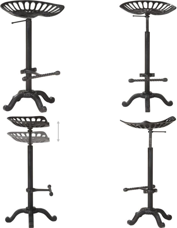 VidaXL Barkruk gietijzer zwart Barkruk Barkrukken Kruk Krukken