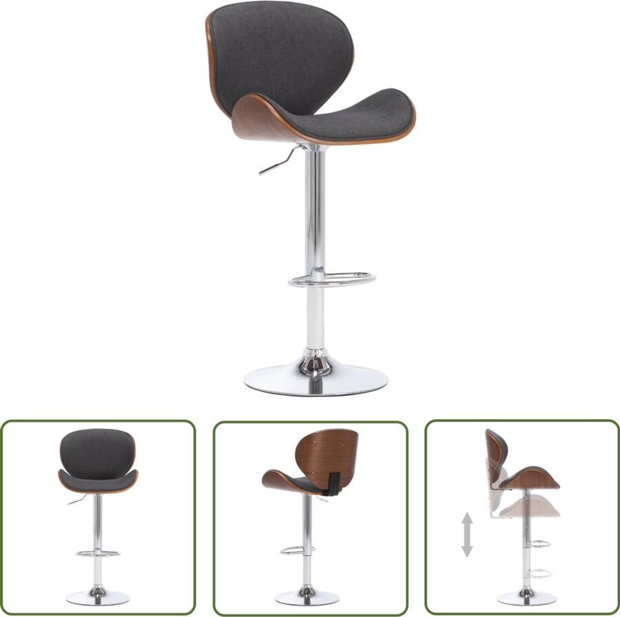VidaXL Barkruk Grijs Stof Verstelbare Hoogte Barstoel Barkruk Stoel Lounge Stoel Eetkamerstoel Grijze Stoel Stoffen Stoel Adjustable Height Chair