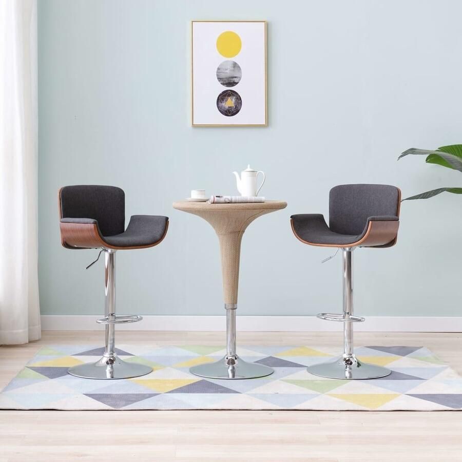 VidaXL Barkruk Grijs Verstelbaar tot 109 cm Barstoel Eetkamerstoel Lounge Stoel Grijze Stoel Stoffen Stoel Hoge Stoel Adjustable Height Chair - Foto 2