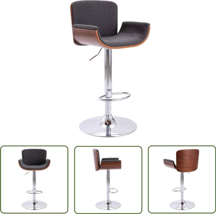VidaXL Barkruk Grijs Verstelbaar tot 109 cm Barstoel Eetkamerstoel Lounge Stoel Grijze Stoel Stoffen Stoel Hoge Stoel Adjustable Height Chair