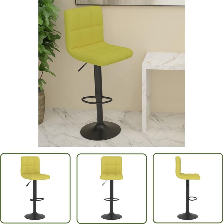 VidaXL Barkruk Groen Stof Verstelbaar Barstoel Barkruk Stoelen Eetkamerstoelen Keukenstoelen Design Meubels Groene Stoffen Comfortabele Stoelen Draaibare Stoelen Hoogteverstelbare Stoelen