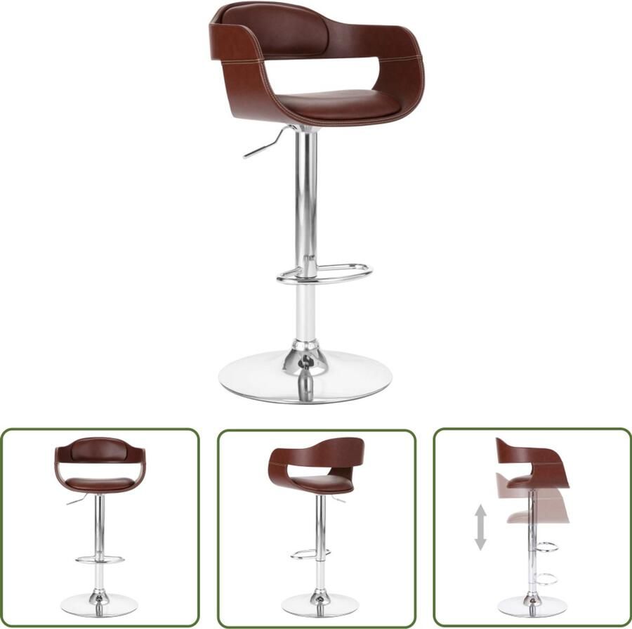 VidaXL Barkruk Kunstleer Bruin In Hoogte Verstelbaar Barstoelen Bruine Barstoel Kunstlederen Barstoel Met Gasveer Ergonomische Barstoel Adjustable Barstool