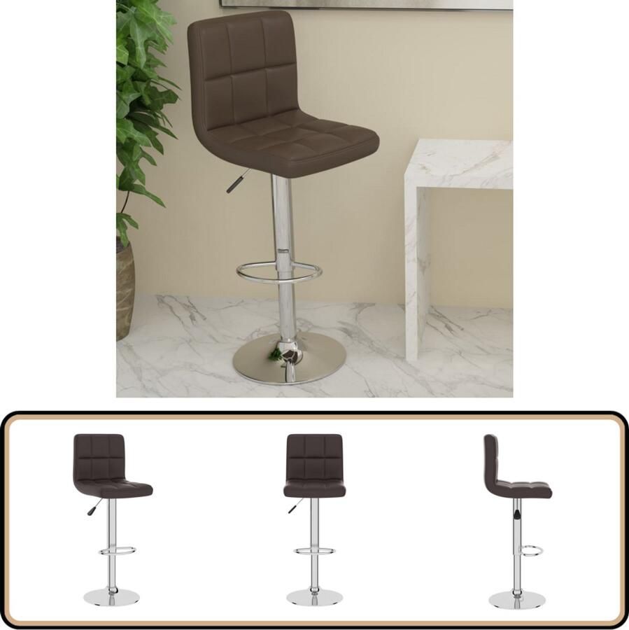 VidaXL Barkruk Kunstleer Bruin Verstelbaar Barstoel Bruine Stoel Kunstleder Bank Lounge Stoel Eetkamerstoelen