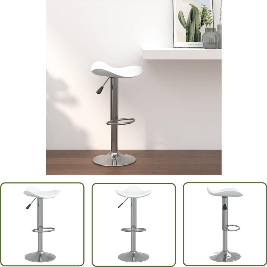 VidaXL Barkruk Kunstleer en staal Wit Verstelbaar Barstoelen Barkruk Keukenstoel Eetkamerstoel Stoel Meubilair Witte Stoel Kunstlederen Stoel Industriële Stoel Modern Meubilair Hoge Stoel Draaibare Stoel Instelbare Stoel