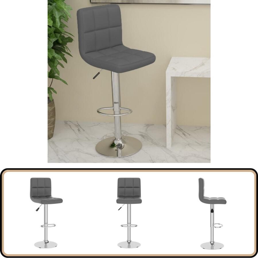 VidaXL Barkruk Kunstleer Grijs In Hoogte Verstelbaar Barstoelen Barkruk Eetkamer Stoel Kunstleder Bank Grijze Barkruk Hoge Stoel Draaibare Stoel Gasveren Stoel