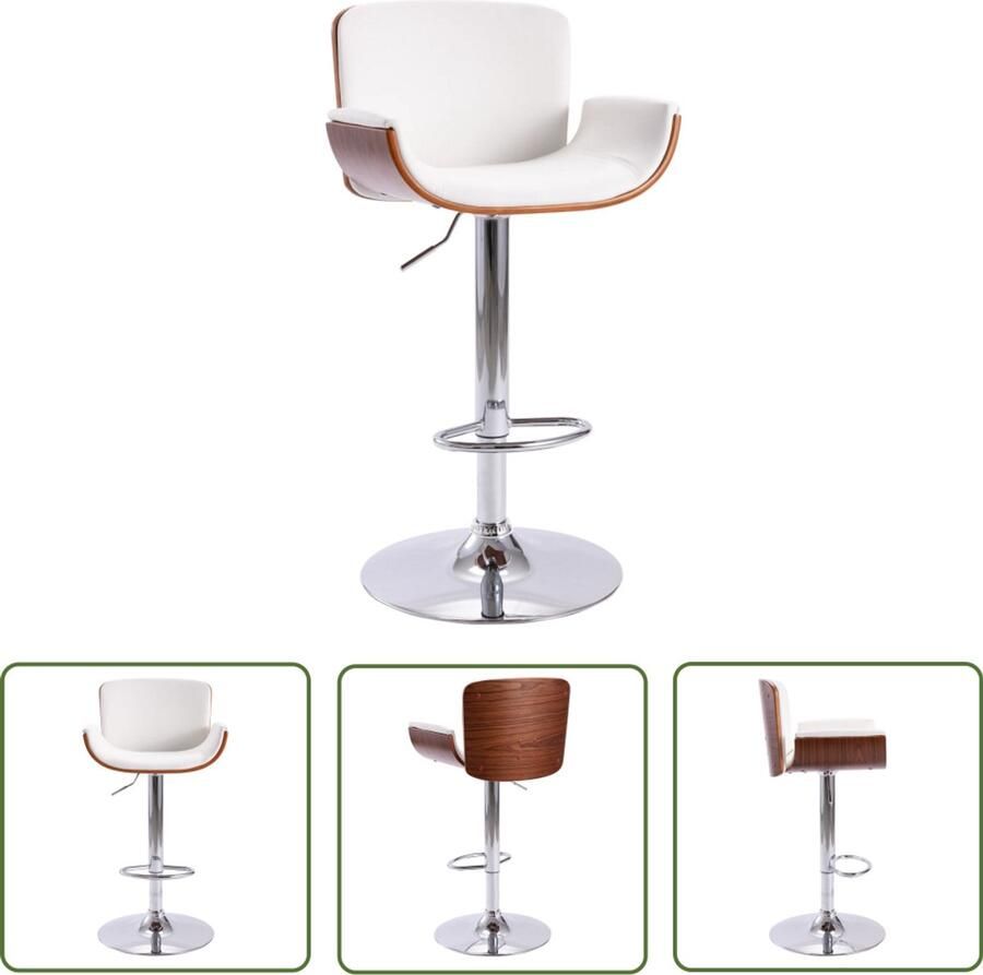 VidaXL Barkruk Kunstleer Wit en Donkerbruin Barstoel Barstols Eetkamerstoel Stoel Lounge Stoel Witte Stoel Bruine Stoel Kunstleder Industriële Stoel Modere Stoel