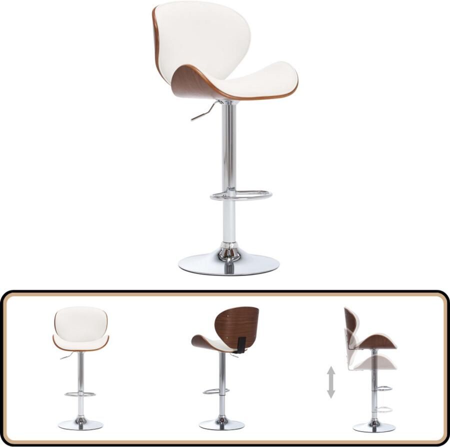VidaXL Barkruk kunstleer wit In hoogte verstelbaar Barstoel Barkruk Keukenstoel Eetkamerstoel Witte Stoel