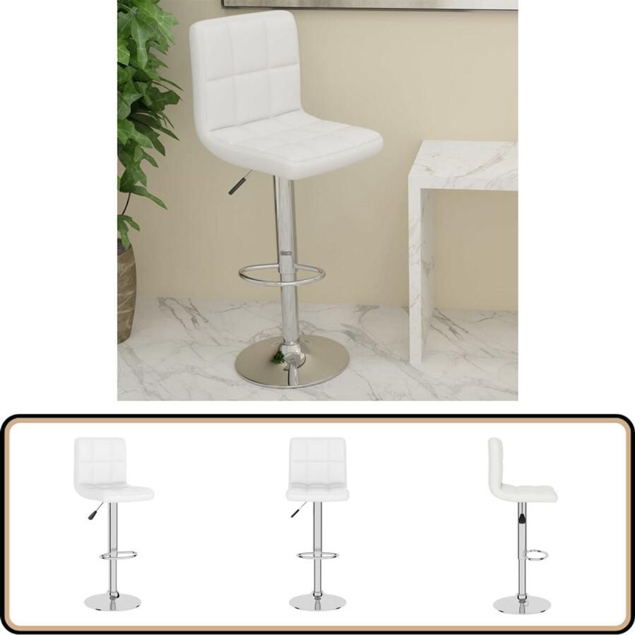 VidaXL Barkruk Kunstleer Wit In Hoogte Verstelbaar Barstoel Barkruk Witte Stoel Keukenstoel Eetkamerstoel