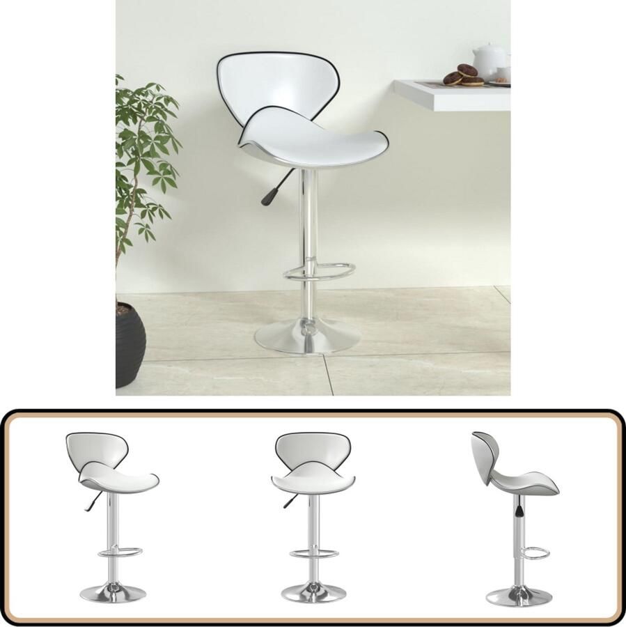 VidaXL Barkruk Kunstleer Wit In Hoogte Verstelbaar Barstoelen Barkruk Keukenstoel Eetkamerstoel Witte Stoel Kunstleder Industrieel Meubilair Modern Meubilair Hoge Stoel Verstelbare Stoel Draaibare Stoel