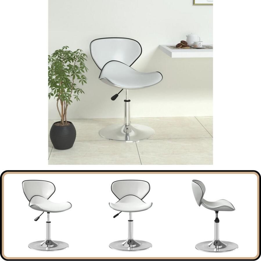 VidaXL Barkruk Kunstleer Wit Verstelbaar Barstoelen Barkruk Keukenstoel Eetkamerstoel Witte Stoel Kunstlederen Stoel Draaibare Stoel Adjustable Height Chair Modern Furniture Living Room Furniture