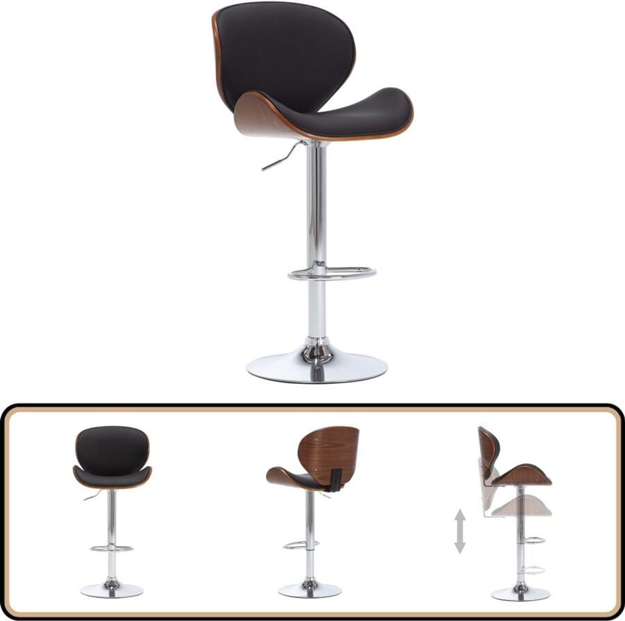 VidaXL Barkruk Kunstleer Zwart In hoogte verstelbaar Barstoel Barkruk Keukenstoel Eetkamerstoel Zwarte Stoel