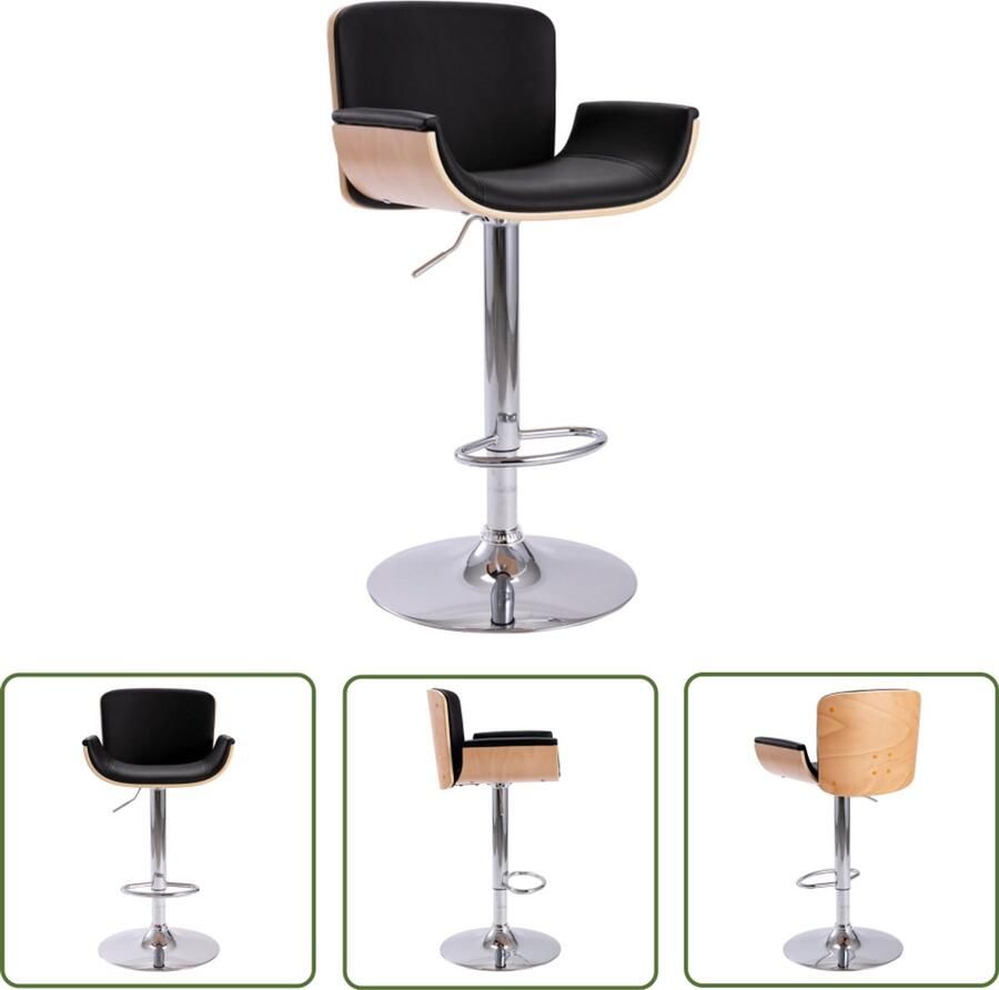 VidaXL Barkruk Kunstleer Zwart In hoogte verstelbaar Barstoel Zwarte Barstoel Barkruk Keukenstoel Eetkamerstoel Kunstleder Hoogtestelbare Barstoel