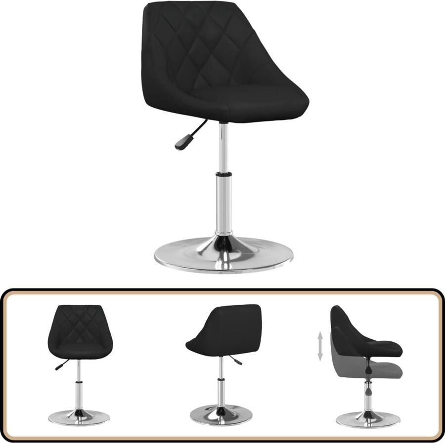 VidaXL Barkruk Kunstleer Zwart Verstelbaar Barkruk Keukenstoel Eetkamerstoelen Zwarte Barkruk Kruk Hoge Stoel Draaibare Barkruk Adjustable Height Stool Modern Barkruk Design Barkruk Kunstleder Barkruk - Foto 2