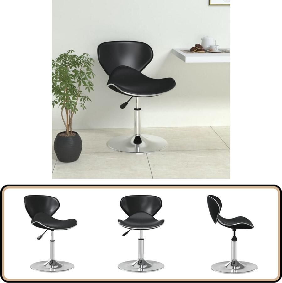 VidaXL Barkruk Kunstleer Zwart Verstelbaar Trendy Barkruk Moderne Barkruk Kunstleder Barkruk Zwarte Barkruk Instelbare Hoogte