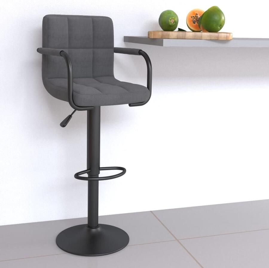 VidaXL Barkruk Lichtgrijs Verstelbaar Met Armleuningen Barstoelen Barkruk Stoel Keukenstoel Eetkamerstoel