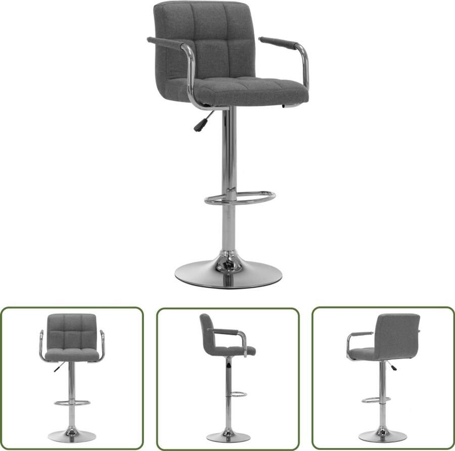 VidaXL Barkruk Lichtgrijs Verstelbaar Set van 2 Barstoelen Eetkamerstoelen Lounge Stoel Grijs Meubilair Industriële Stoel Comfortabele Stoel Barstool