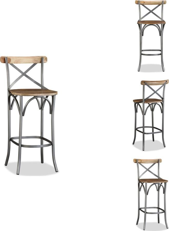 VidaXL Barkruk Barkrukken Barstoel Barkruk massief mangohout - Foto 2