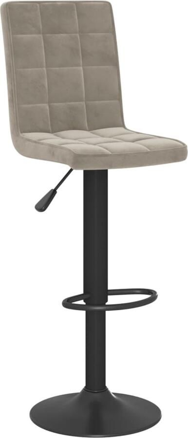 VidaXL Barkruk Staal & Fluweel Lichtgrijs 360° Draaibaar Barstoel Velours Stoel Licht Grijze Barstoel Comfortabele Barstoel Draaibare Barstoel Adjustable Height Barstool Design Barstoel Barstools