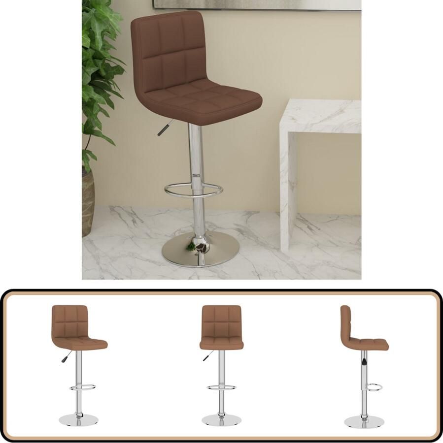 VidaXL Barkruk Stof Bruin Verstelbaar Set van 1 Barstoelen Barkruk Stoel Eetkamerstoel Bruine Stoel Houten Stoel Metalen Stoel Draaibare Stoel Verstelbare Stoel