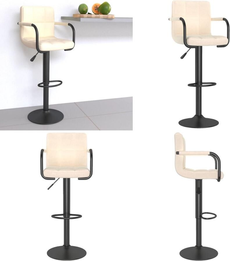 VidaXL Barkruk stof crèmekleurig Barkruk Barkrukken Barkrukje Barkrukjes