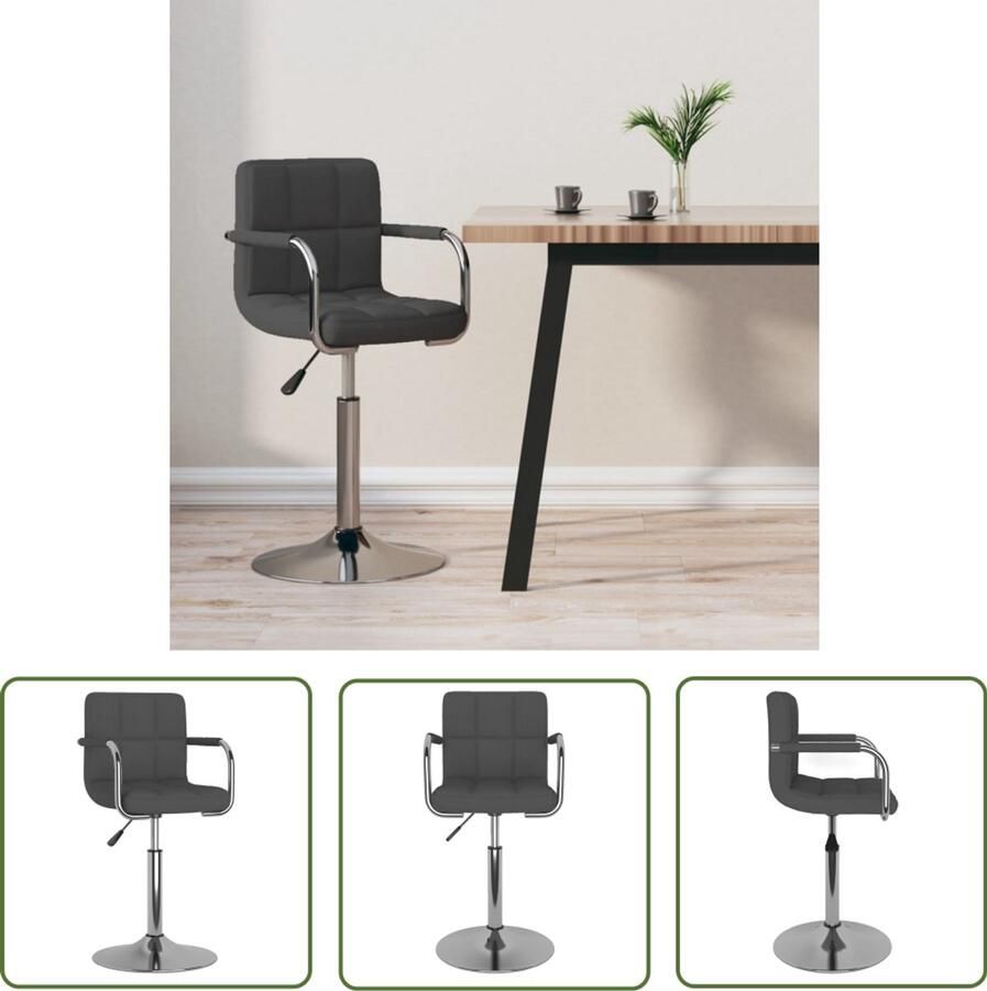 VidaXL Barkruk Stof Donkergrijs Verstelbaar Barstoel Stoffen Barkruk Grijs Draaibare Barkruk Met Armleuningen Hoogteverstelbare Barkruk Industriële Barkruk Keukenstoelen Eetkamerstoelen