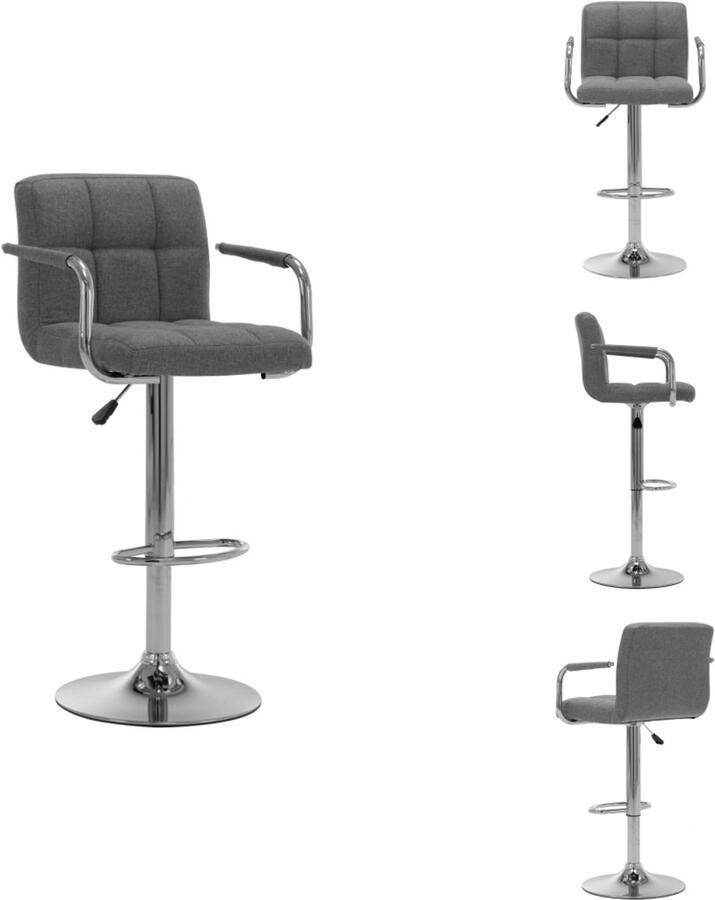 VidaXL Barkruk stof lichtgrijs Barstoel Barstoelen Barkruk Barkrukken