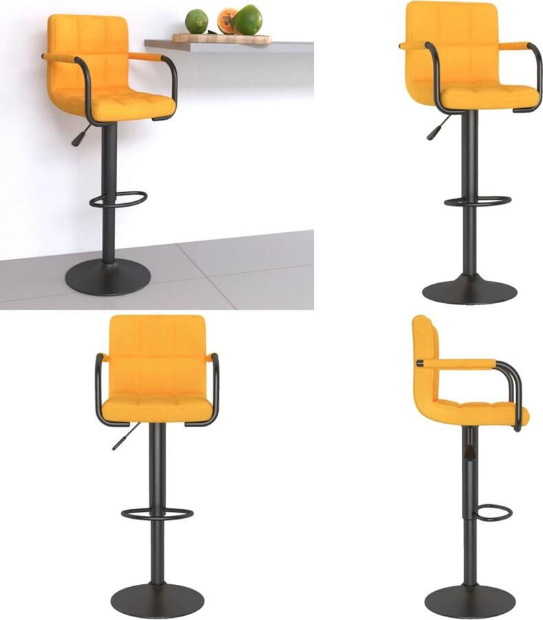 VidaXL Barkruk stof mosterdgeel Barkruk Barkrukken Barkrukje Barkrukjes