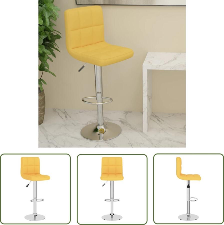 The Living Store Barstoel Stof Verchroomd Staal 40 x 47 x (90-111) cm Mosterdgeel Barstoelen Barkruk Stoffen Barkruk Mustard Yellow Furniture Eetkamerstoelen
