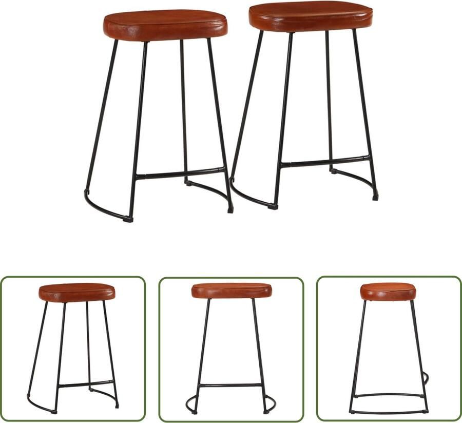 The Living Store Retro Barkruk Keukenkruk 41 x 29 x 62 cm Donkerbruin Metaal en Kunstleer Retro Barkruk Vintage Industriële Stoel Eetkamerstoelen Kookeiland Stoel