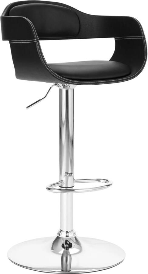 VidaXL Barkruk Zwart Kunstleer In Hoogte Verstelbaar Barstoel Zwarte Barstoel Kunstlederen Barstoel Ergonomische Barstoel Adjustable Barstool Hoge Barstoel Barstoelen - Foto 2