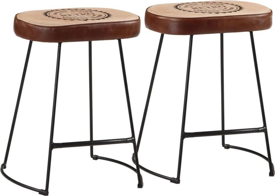 VidaXL Barkrukken Set van 2 Donkerbruin 40x29 5x53 cm Retro Barkruk Donkere Stoelen Keukenbarkruk Barstoelen Vintage Meubels Industriële Stoelen Bruine Stoelen Metalen Stoelen - Foto 2
