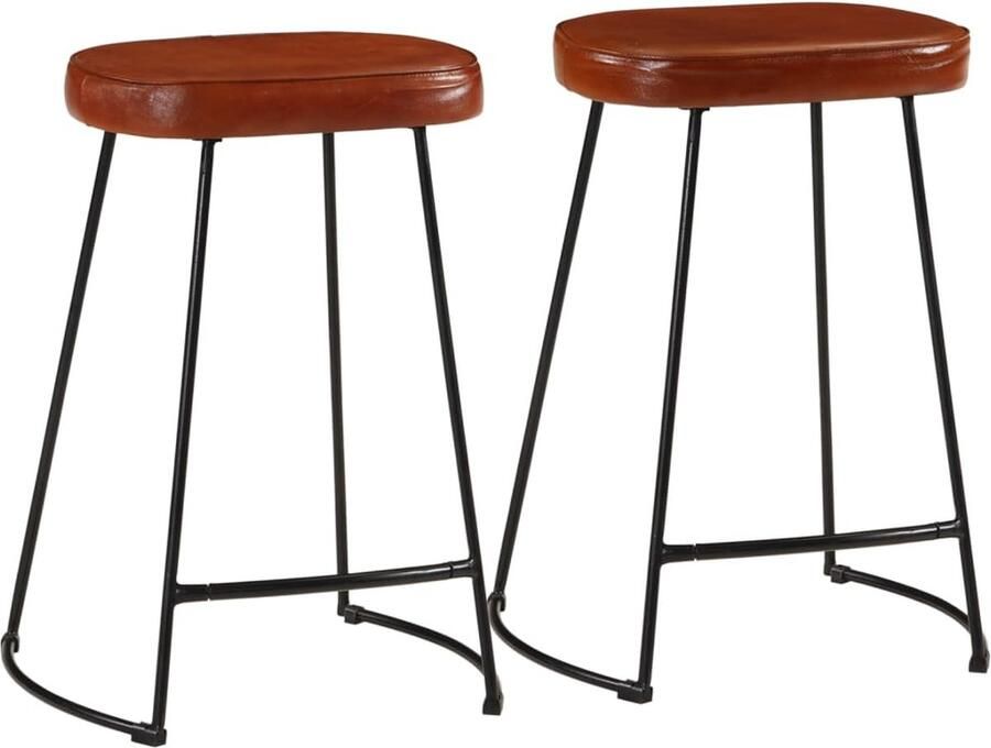 VidaXL Barkrukken Donkerbruin Set van 2 Retro Barkruk Keukenbarstoelen Donkere Stoffen Meubels Industriële Stijl Eetkamerstoelen Barkrukken Kopen Vintage Meubilair Metaalkrukken Bruine Bankjes - Foto 2