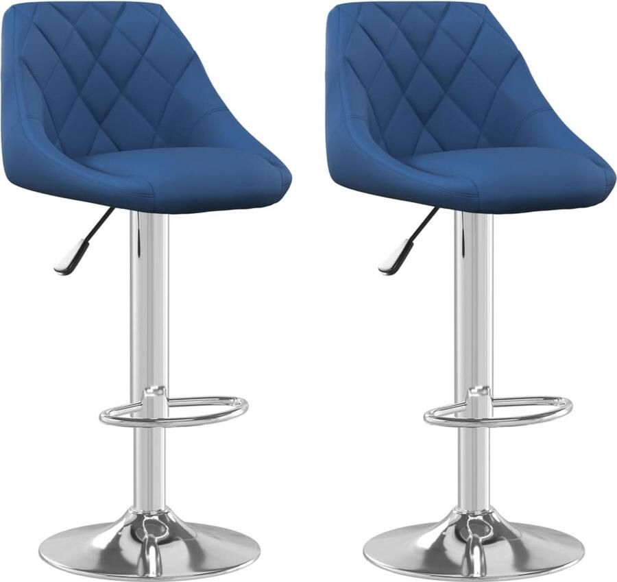 VidaXL Barkrukken 2 st blauw fluweel verstelbaar Barstoel Barkruk Lounge Stoel Design Stoel Velvet Stoel Blauwe Stoel Roestvrijstalen Stoel Hoogverstelbare Stoel