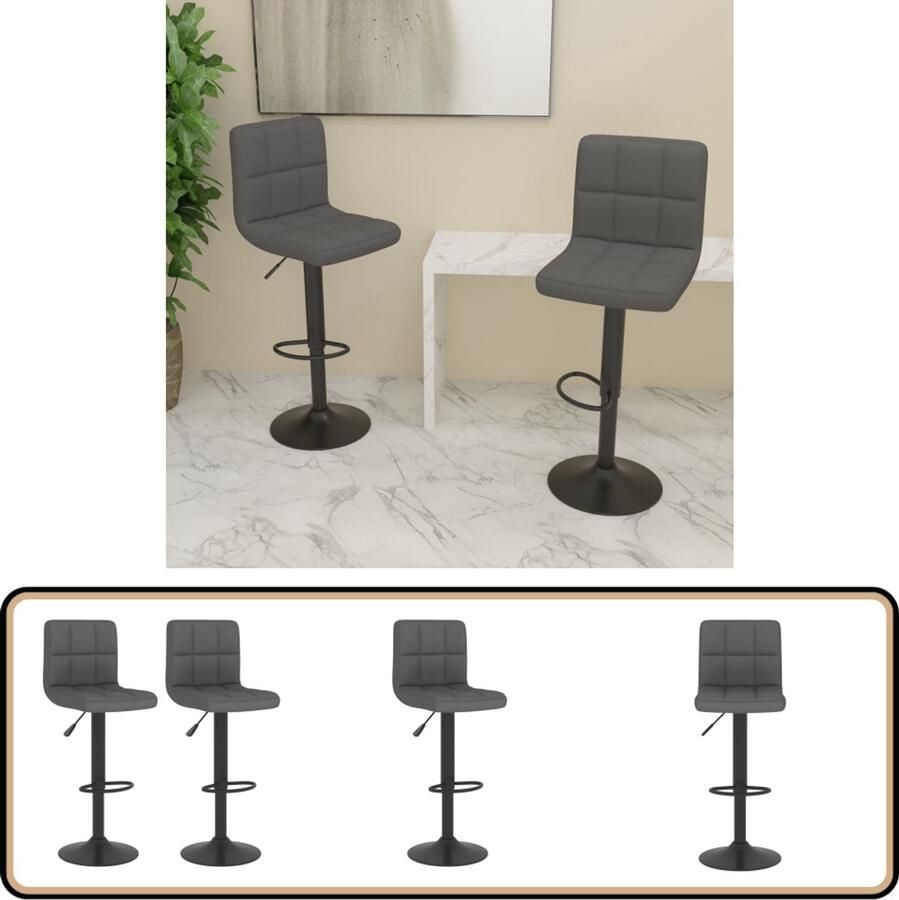 VidaXL Barkrukken 2 st donkergrijs verstelbaar Barstoel Stoffen Barkruk Barkrukken Grijs Barkrukken Verstelbaar Comfortabele Barkruk