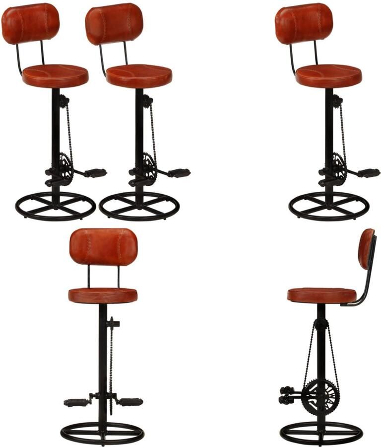 VidaXL Barkrukken 2 st echt geitenleer zwart en bruin Barkruk Barkrukken Barstoel Keuken Barkruk