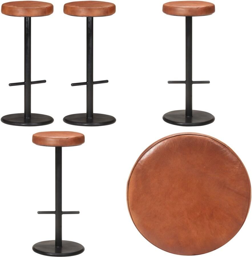 VidaXL Barkrukken 2 st echt leer bruin Barstoel Barstoelen Barkruk Barkrukken