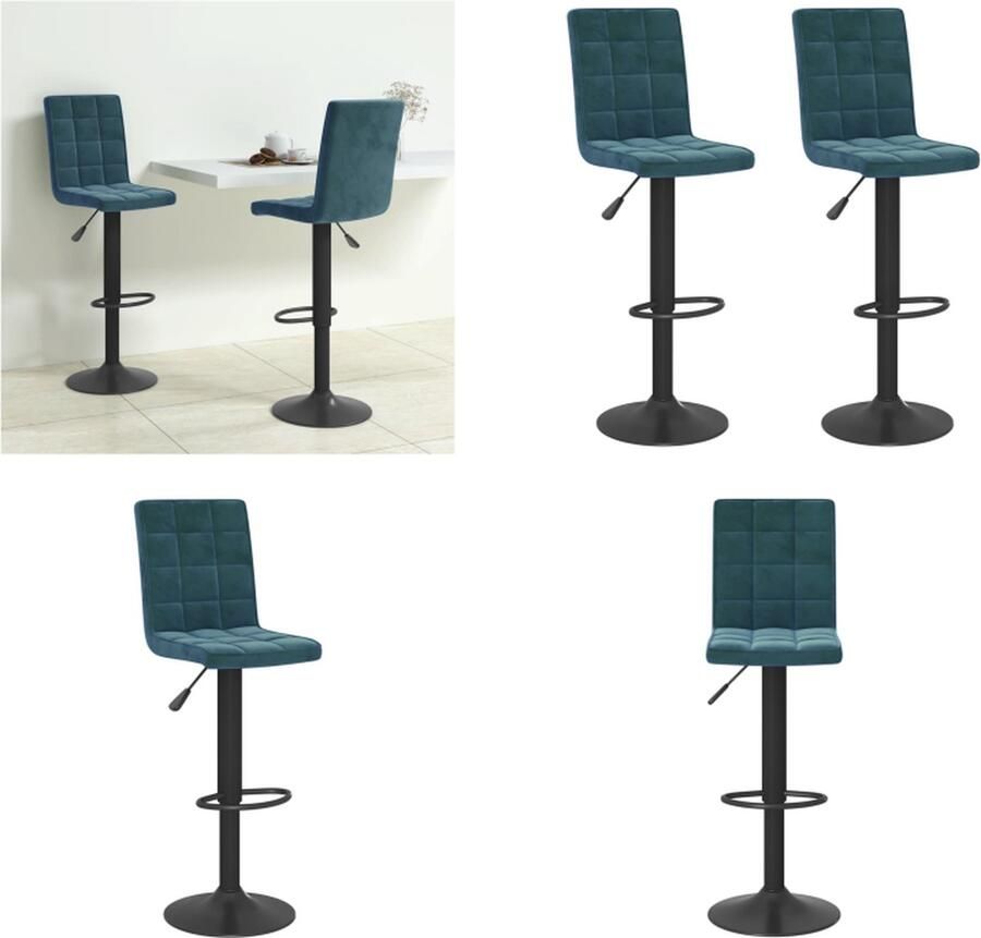 VidaXL -Barkrukken-2-st-fluweel-blauw