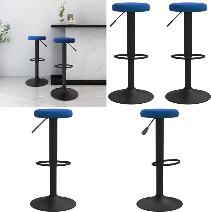 VidaXL Barkrukken 2 st fluweel blauw Barkruk Barkrukken Kruk Krukken