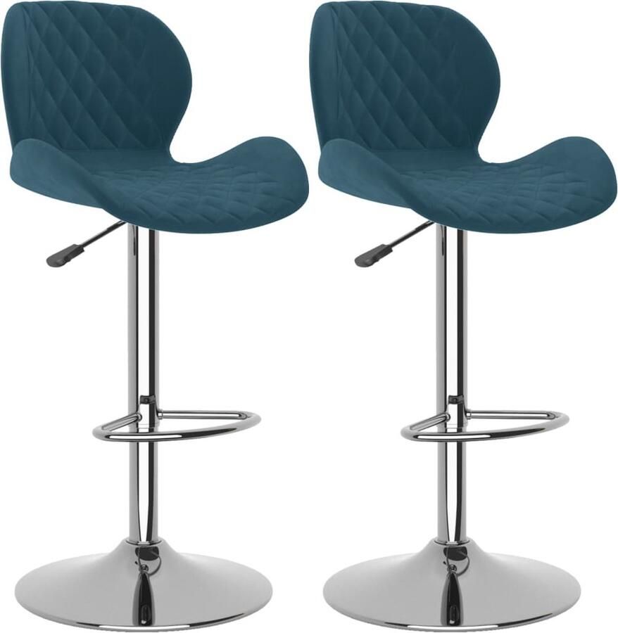 VidaXL Barkrukken 2 st fluweel blauw