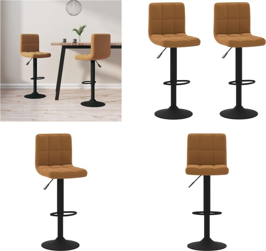 VidaXL Barkrukken 2 st fluweel bruin Barkruk Barkrukken Barkrukje Barkrukjes