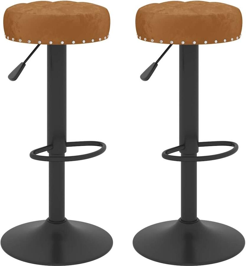 VidaXL Barkrukken 2 st Fluweel Bruin Barkrukken Eetkamerstoel Barstool Fluweel Stoel Design Stoel