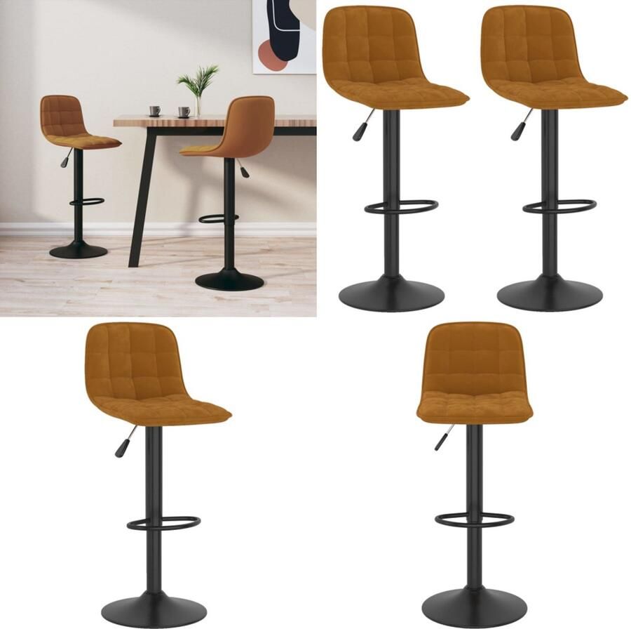 VidaXL Barkrukken 2 st fluweel bruin Barstoel Barstoelen Stoel Stoelen