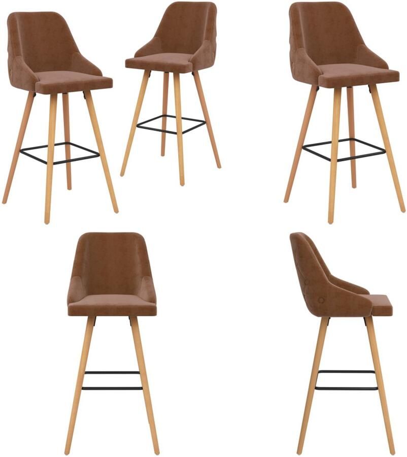 VidaXL Barkrukken 2 st fluweel bruin Barstoel Barstoelen Stoel Stoelen